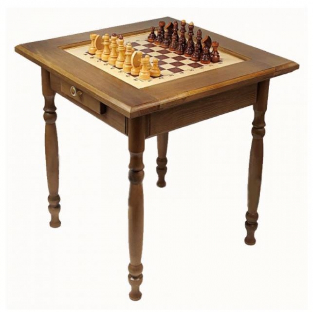 Шахматный стол с ящиком 80х60х72 см игровое поле 36х36 см Король h 11.5 см