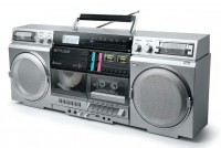 M-380GBS-Silver   Vintage Ghetto Blaster Bluetooth Music Centre 5 in 1